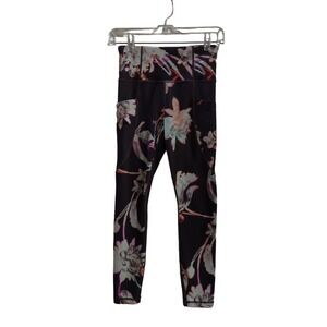 Athleta Leggings Womens XS Purple Magnolia Floral Salutation Stash Pocket
